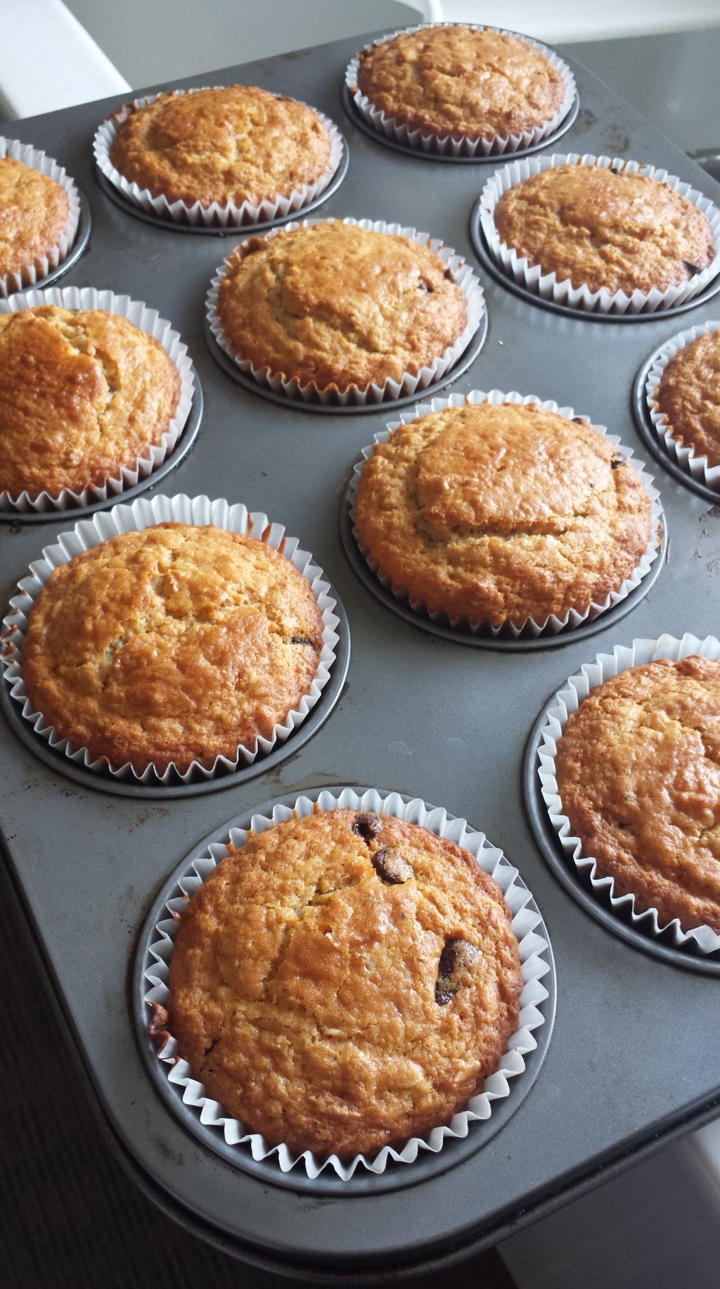 Healthy-ish Oatmeal Chocolate Chip Muffins.